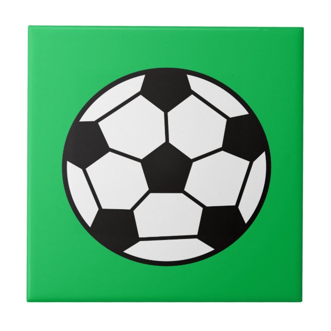 Funny Soccer Ball On Green Background Tile (Front)