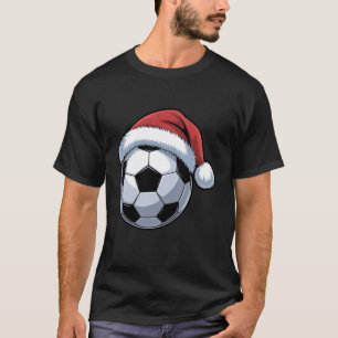 Funny Soccer Ball Santa Hat Women Men Xmas Christm T-Shirt