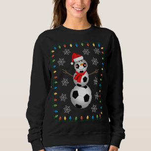 Funny Soccer Ball Snowman Santa Hat Scarf Christma Sweatshirt