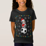 Funny Soccer Ball Snowman Santa Hat Scarf Christma T-Shirt<br><div class="desc">Funny Soccer Ball Snowman Santa Hat Scarf Christmas Lights</div>