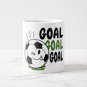 Funny soccer ball, soccer goal large coffee mug