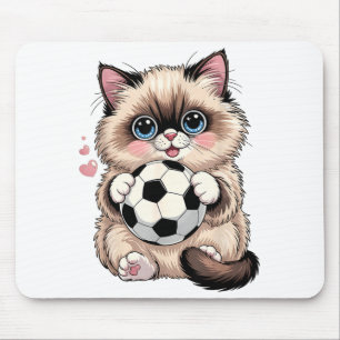 Funny Soccer Birman Just Girl Who Loves Cats Play Mouse Pad