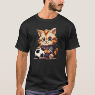 Funny Soccer Cat for Sports Fans, Boys and Girls T-Shirt