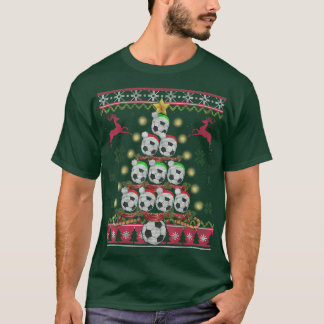 Funny Soccer Christmas Tree Gifts Soccer Fans Ugly T-Shirt