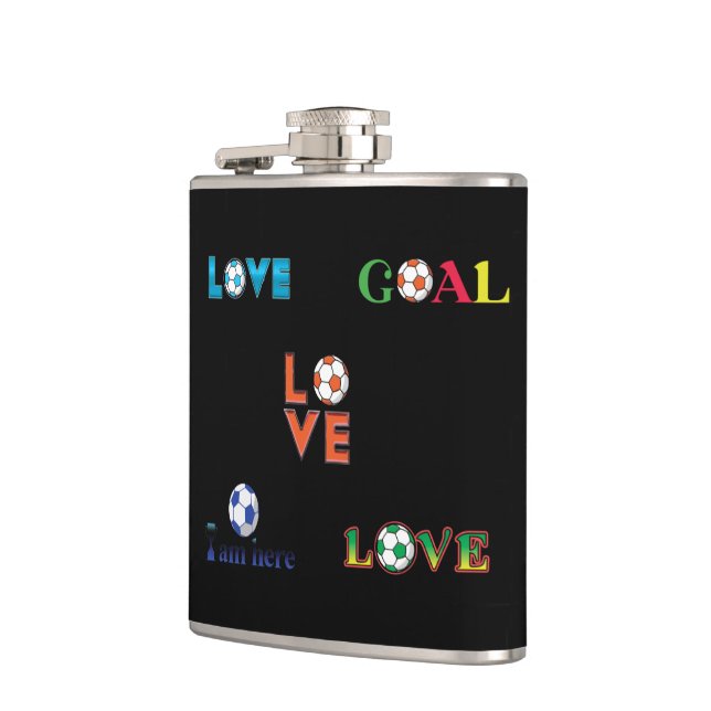 Funny Soccer Cup Sticker Hip Flask (Left)