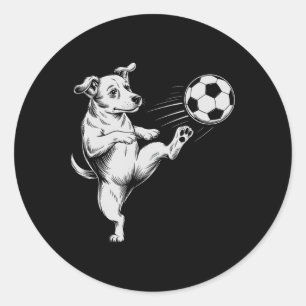 Funny Soccer Dog Superstar Kids Win Club Mum Cleat Classic Round Sticker