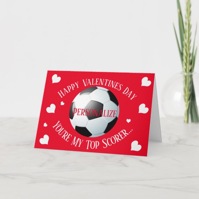 Funny Soccer Football My Top Scorer Valentines Holiday Card (Front)