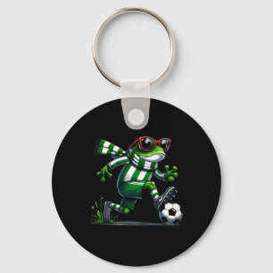 Funny Soccer Frog Animal Graphic Frog Playing Socc Key Ring