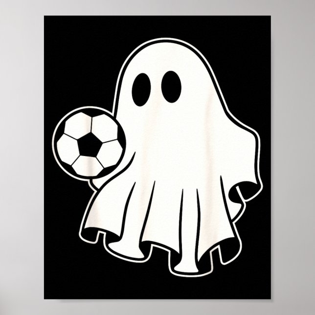 Funny Soccer Ghost Playing Soccer Lovers Halloween Poster (Front)