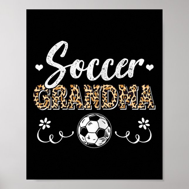 Funny Soccer Grandma Leopard Pattern Grandma Socce Poster (Front)