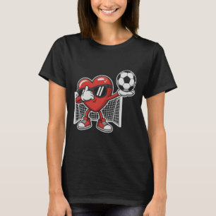 Funny Soccer Heart Love Dabbing Valentine Kids Kic T-Shirt
