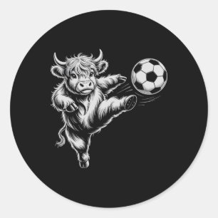 Funny Soccer Heifer Just Girl Who Loves Cows Play Classic Round Sticker
