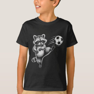 Funny Soccer Ll Racoon Kick Win Game Hair Don't C T-Shirt