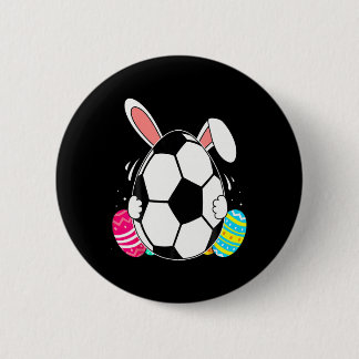 Funny Soccer Ll With Bunny Ears Easter Day Men Boy 6 Cm Round Badge
