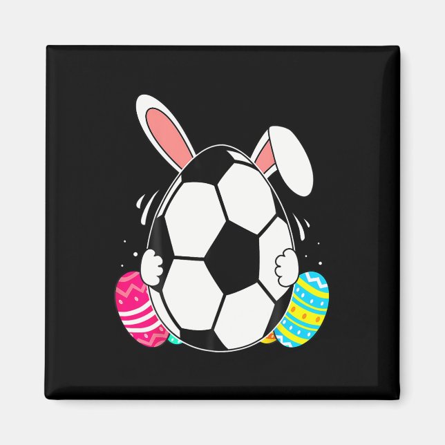 Funny Soccer Ll With Bunny Ears Easter Day Men Boy Magnet (Front)