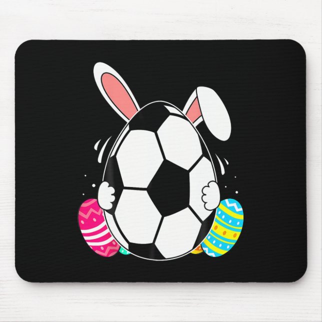 Funny Soccer Ll With Bunny Ears Easter Day Men Boy Mouse Pad (Front)