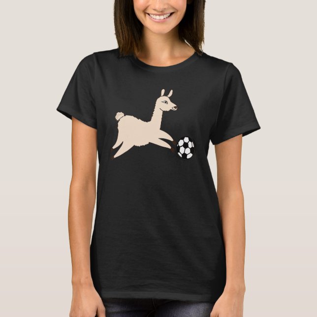 Funny Soccer Llama T-Shirt (Front)