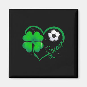 Funny Soccer Lover Shamrock Clover Heart St Patric Magnet