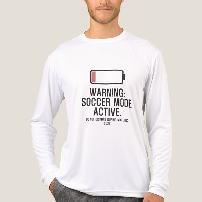Funny Soccer Mode Active Low Battery Distressed  Tri-Blend Shirt (Front)