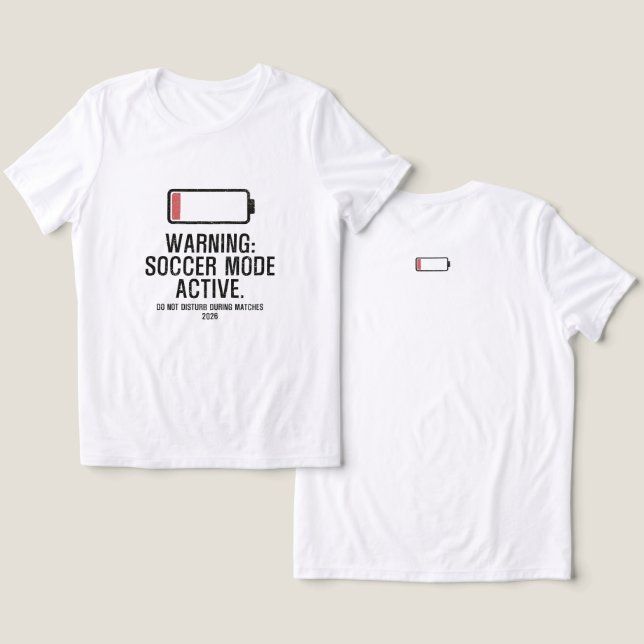 Funny Soccer Mode Active Low Battery Distressed  Tri-Blend Shirt (Design Front & Back)