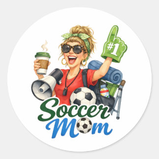 Funny Soccer Mum  Classic Round Sticker