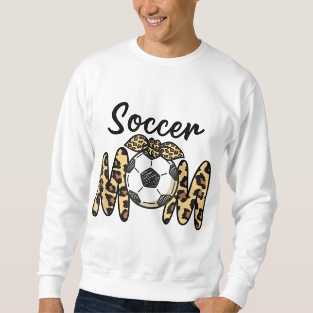 Funny Soccer Mum Leopard print with a bow Sweatshirt (Front)