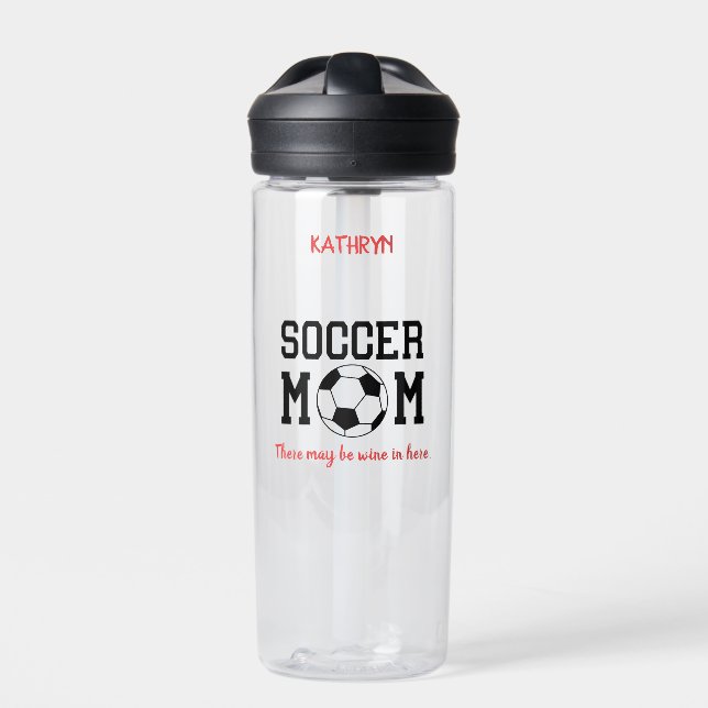 Funny Soccer Mum Personalised Water Bottle (Front)