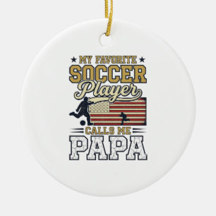 Funny Soccer Papa Vintage Shirt Design_1 Ceramic Tree Decoration
