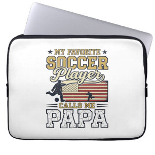 Funny Soccer Papa Vintage Shirt Design_1 Laptop Sleeve