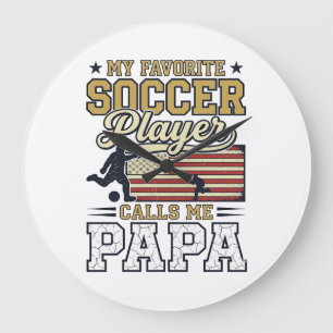 Funny Soccer Papa Vintage Shirt Design_1 Large Clock