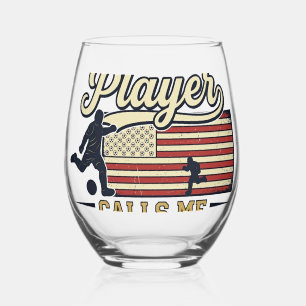 Funny Soccer Papa Vintage Shirt Design_1 Stemless Wine Glass