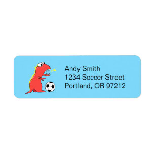 Funny Soccer Player Cartoon Dinosaur