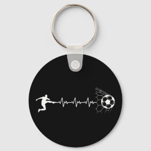 Funny Soccer Player Heart Pulse Graphic Sport Foot Key Ring