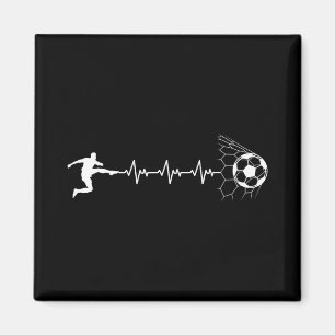 Funny Soccer Player Heart Pulse Graphic Sport Foot Magnet