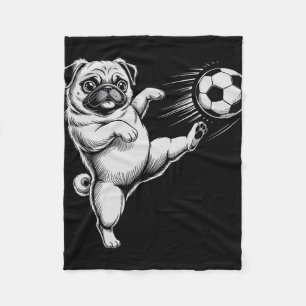 Funny Soccer Pug Dad Dog Play Club Goal Kids Game  Fleece Blanket