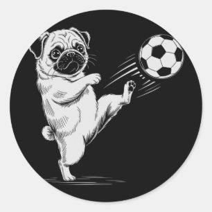 Funny Soccer Pug Ll Scoring Dog Kids Score Game Mo Classic Round Sticker