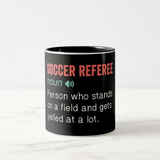 Funny Soccer Referee Definition Two-Tone Coffee Mug (Center)
