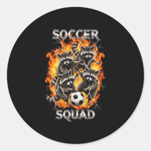 Funny Soccer Squad Retro Bootleg Brainrot Meme Rac Classic Round Sticker