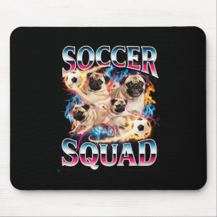 Funny Soccer Squad Retro Dog Meme Cool Brainrot Bo Mouse Pad