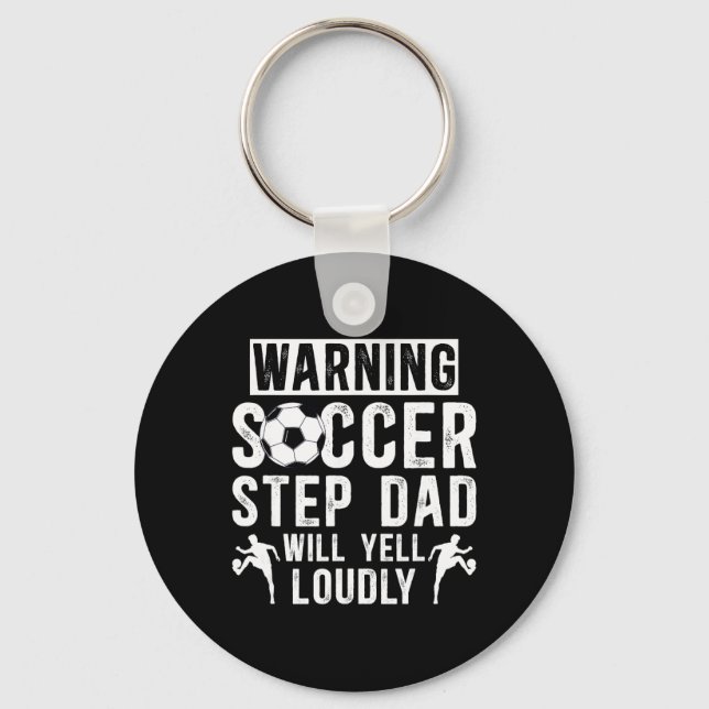 Funny Soccer Step-dad Of A Soccer Player Step-fath Key Ring (Front)