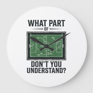 Funny Soccer Tactics Coach Vintage Shirt Design_1 Large Clock