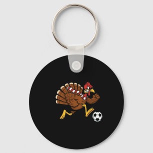 Funny Soccer Turkey Dribble Goal Boys Thanksgiving Key Ring