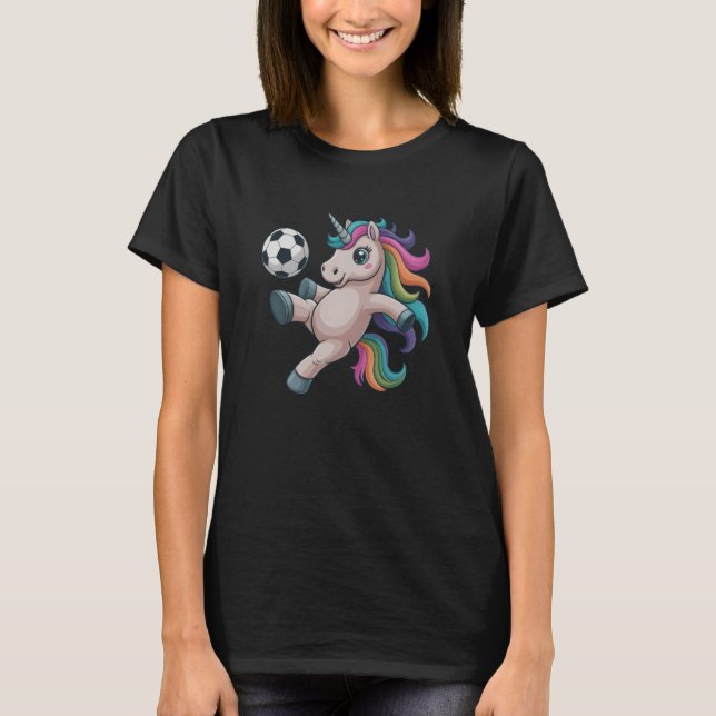 Funny Soccer Unicorn Just Girl Who Loves Kick Girl T-Shirt (Front)