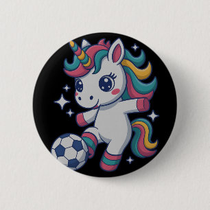 Funny Soccer Unicorn Just Girl Who Loves Play Dad 6 Cm Round Badge