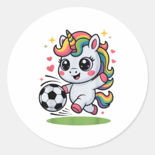 Funny Soccer Unicorn Just Girl Who Loves Play Mom  Classic Round Sticker
