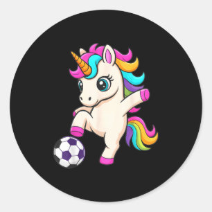 Funny Soccer Unicorn Just Girl Who Loves Winning M Classic Round Sticker