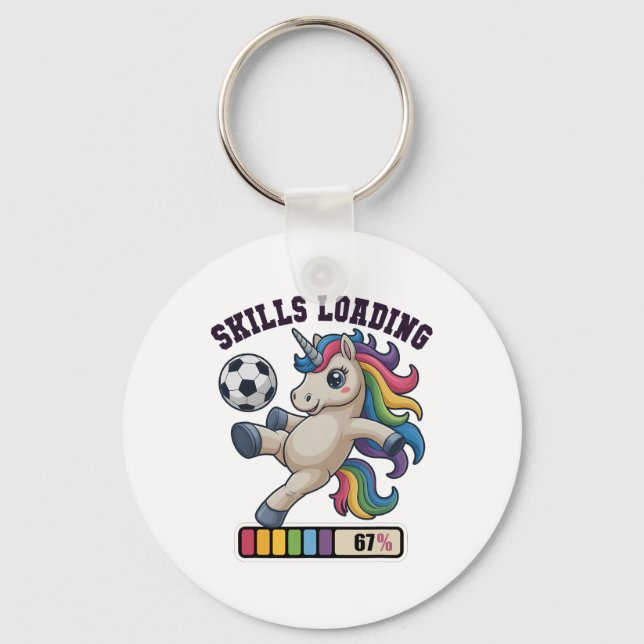 Funny Soccer Unicorn Skills Loading 67 Scoring Clu Key Ring (Front)