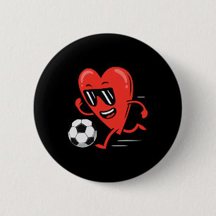 Funny Soccer Valentines Day Heart Boys Mens Sports 6 Cm Round Badge