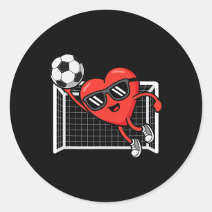 Funny Soccer Valentines Day Heart Boys Mens Sports Classic Round Sticker