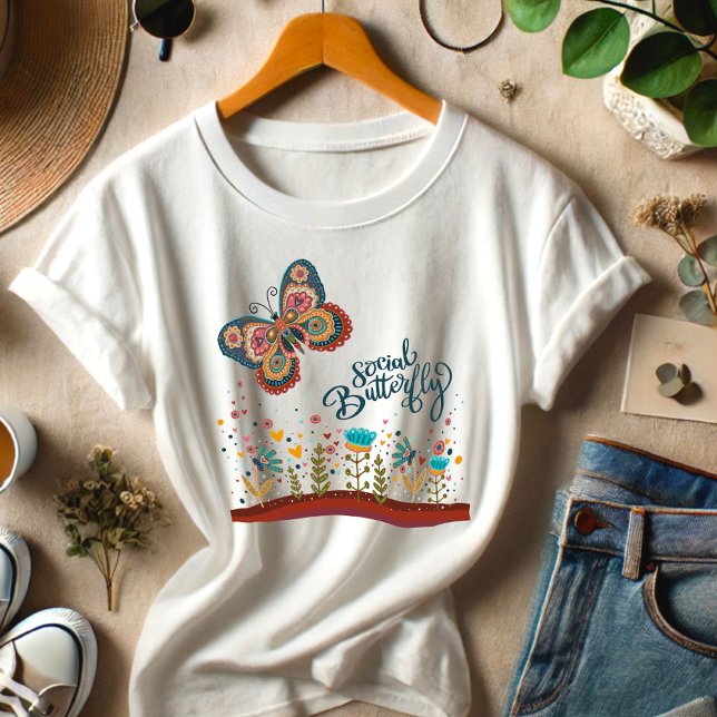Funny Social Butterfly Colourful Folk Inspirivity  Tri-Blend Shirt (Creator Uploaded)